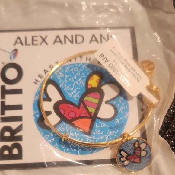 Alex and Ani Jewelry - Alex and Ani Gold Bangle with Colorful Heart Charm